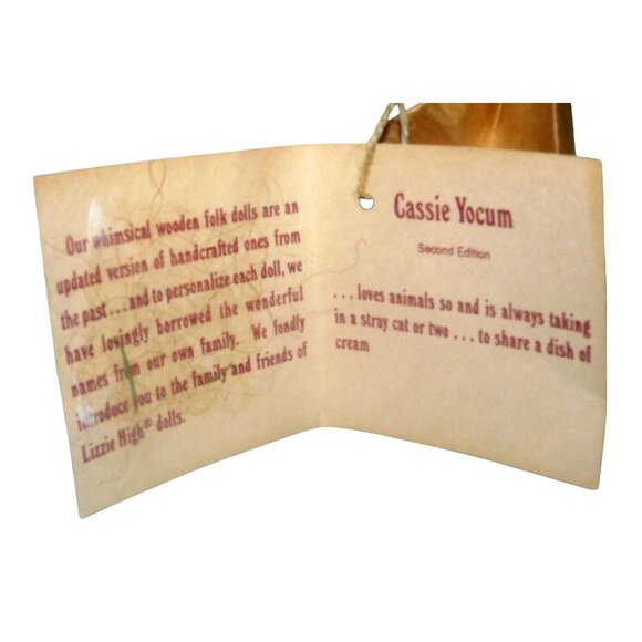 Lizzie High 1992 Cassie Yocum Wooden Folk Doll With Accessories & Tag - Picture 6 of 7